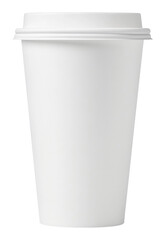 Clean white disposable coffee cup sits against bright background. AI Generated