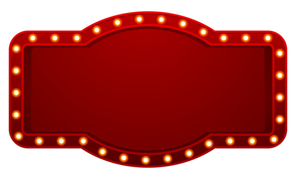 Retro red banner with glowing lights
