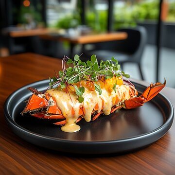 Grilled Lobster Tail with Garnish 