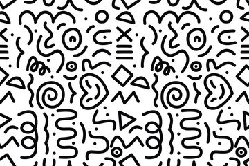 Seamless black and white geometric pattern. Hipster Memphis style.