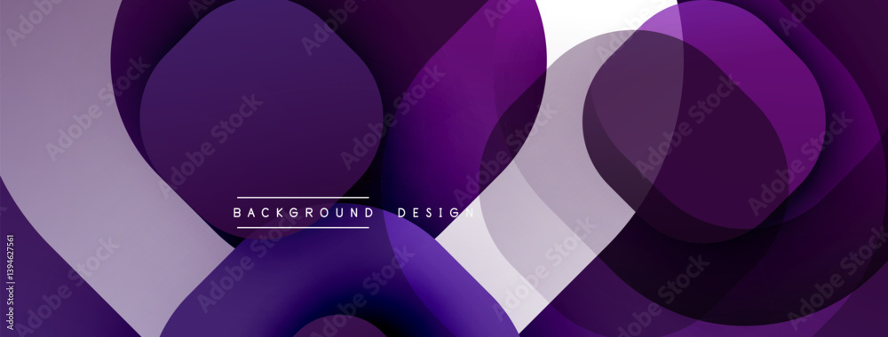 Aufkleber Abstract purple design features overlapping circles, creating dynamic layers. Gradient shades offer depth, modern aesthetic suitable for backgrounds, presentations. Minimal text present.