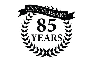 85 years anniversary icon with laurel wreath and number symbol, vector illustration.