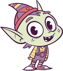 Cartoon Goblin Warrior Character – Funny Green Fantasy Creature Illustration