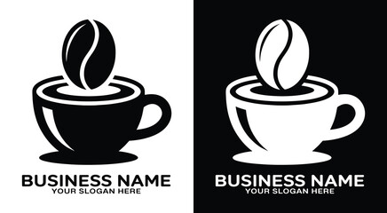 Coffee Bean Logo Bold Black Warmth Cafe Businesses