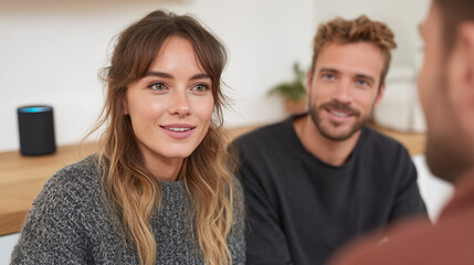 Fototapeta premium Couple Engaging in Conversation at Home