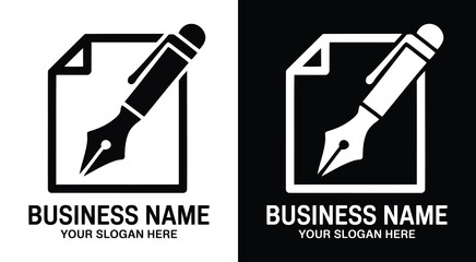 Fototapeta premium Pen and Paper Logo Bold Black Creativity for Writers