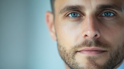 Obraz premium Man looking towards camera, blue eyes