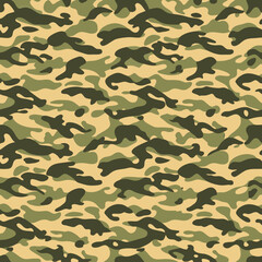 Fototapeta premium Classic Military Camouflage Seamless Pattern in Green and Brown Tones 