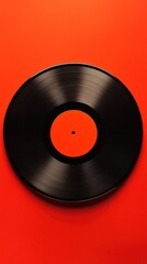 Obraz premium Black vinyl record background orange wallpaper.