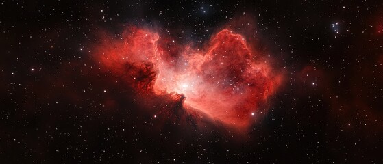 Red nebula in deep space