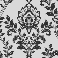 Fototapeta premium Elegant Black Damask Seamless Wallpaper Pattern 