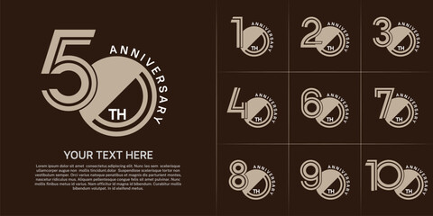 Anniversary logo type set with double line number. brown and white color can be use special moment