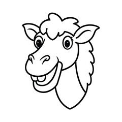 mascot style camel head with large exaggerated features