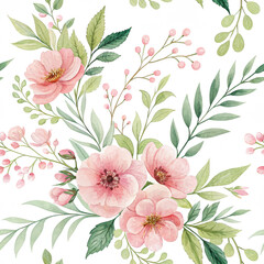 Obraz premium A vibrant arrangement of pink flowers and green leaves, showcasing intricate floral details against a dark backdrop.