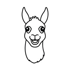 mascot style llama head with big stylized eyes and fluffy fur
