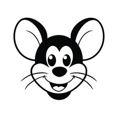 mascot style mouse head with big ears and a cheerful smile