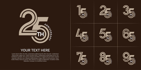 Anniversary logo type set with double line number. brown and white color can be use special moment