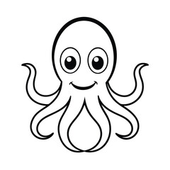 mascot style octopus head with large round eyes and a smile