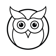 mascot style owl head with large round eyes and a wise look