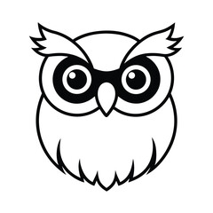 mascot style owl head with large round eyes and spectacles