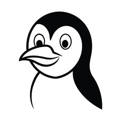 mascot style penguin head with an oversized beak and belly