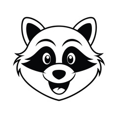 mascot style raccoon head with a playful grin and big eyes