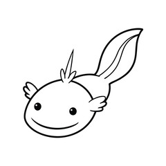 kawaii axolotl head with rainbow colored gills