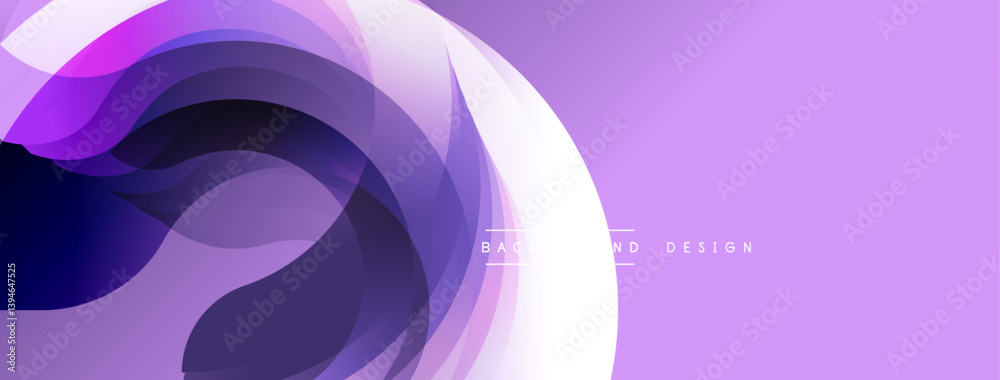 Leinwandbilder Abstract flowing shapes create dynamic purple composition. Smooth gradients suggest movement, depth. Minimal text adds subtle design element. Modern, elegant visual.
