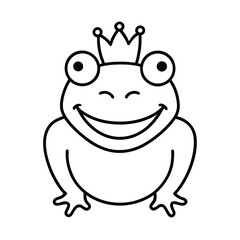 kawaii frog head with a crown and a big joyful grin
