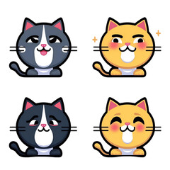 Obraz premium Cute cartoon vector set of funny feline animal heads