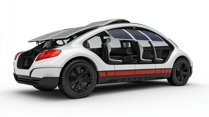 Naklejka premium Green Technology Sustainability concept. Autonomous solar powered electric car with an aerodynamic design