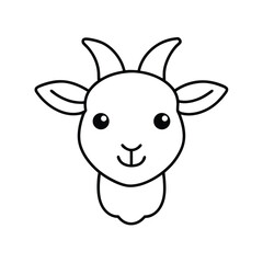 kawaii goat head with tiny curved horns and a peaceful smile