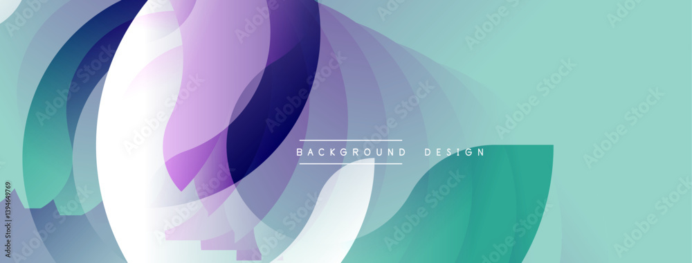 Poster Abstract flowing shapes create dynamic visual experience. Gradient colors blend, forming modern background design. Soft curves suggest movement, energy.