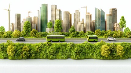 Fototapeta premium Green Technology Sustainability concept. Smart city infrastructure with intelligent traffic management