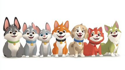 Fototapeta premium Exciting future cartoon world where pets sport gigapixel collars playful scene vibrant animation whimsical viewpoint