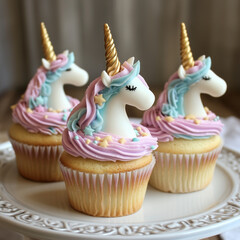 unicorn cupcakes with rainbow color palette