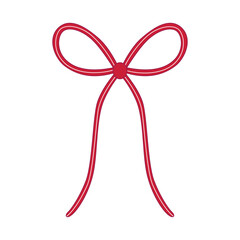 Minimalistic elegant red bow drawn in line-art style. Great for fashion accessories, romantic cards, branding, gift packaging with 