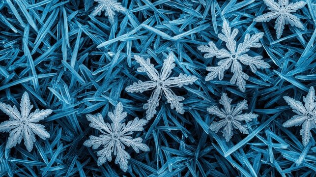 Frozen Artistry: Snowflakes in the Ice