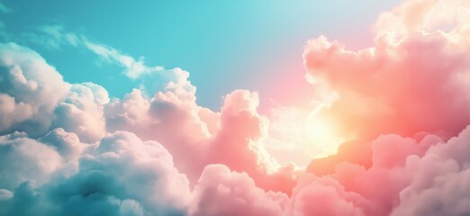 Stunning pastel clouds illuminated by sunset light creating dreamy sky atmosphere