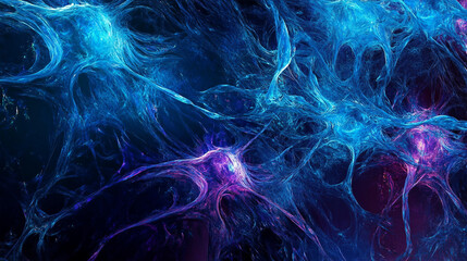 Obraz premium Blue and purple image of a brain with many blue and purple lines