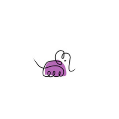 Adorable Hand Drawn Mini Purple Elephant Illustration, Cute and Simple Animal Vector Design