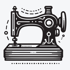 Vintage Sewing Machine Vector Icon Symbol stock illustration