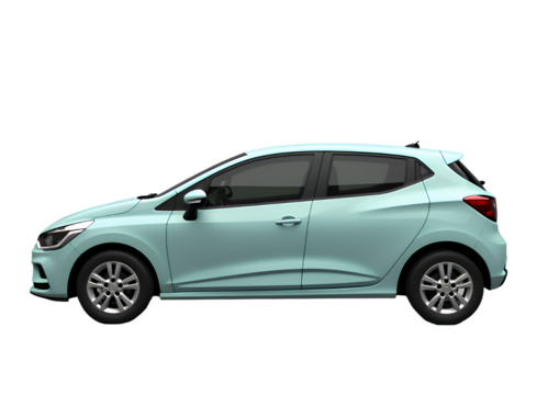 Light Blue Hatchback Car, Side View, transparent background.