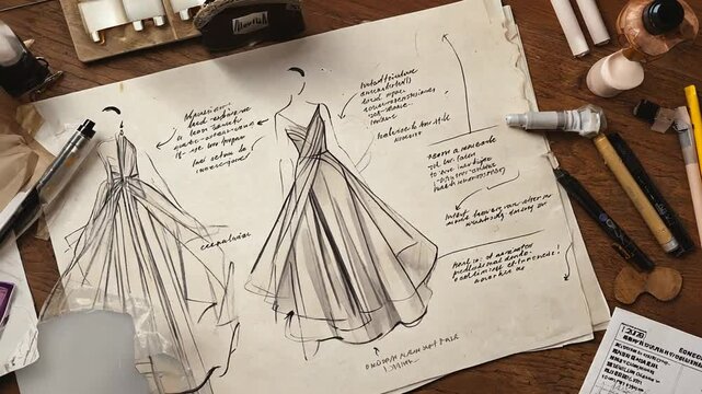 Sketch of a dress design.