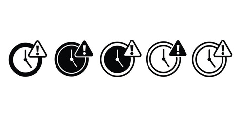 Urgent Time Clock Icons Set Black and White Minimalist Design Vector Ilustration