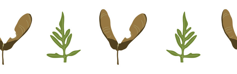 Leaves border on a white background. Hand-drawn illustration. Perfect for spring and summer.	