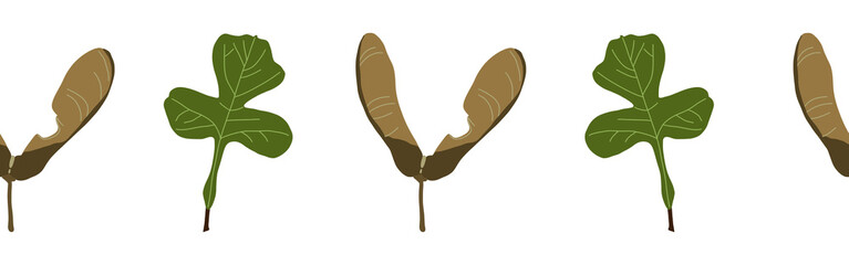 Leaves border on a white background. Hand-drawn illustration. Perfect for spring and summer.	