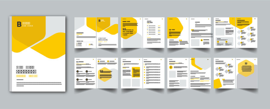Company brochure 16 page Template Layout Design concept , Minimalist corporate brochure layout with cover, back and inside pages, Corporate business presentation guide