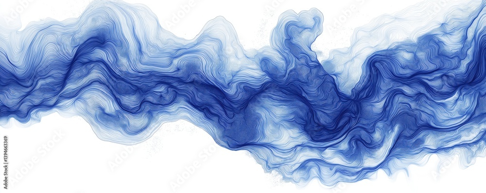 Poster abstract blue wave pattern with flowing lines and smooth curves for artistic design
