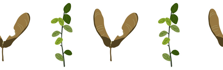 Leaves border on a white background. Hand-drawn illustration. Perfect for spring and summer.	